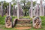 Ruins of stone columns at Thuparama Dagoba in the Mahavihara (The Great Monastery), Sacred City of Anuradhapura, UNESCO World Heritage Site, Sri Lanka, Asia