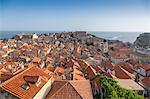 View across rooftops from the city wall of Dubrovnik, UNESCO World Heritage Site, Croatia, Europe