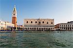 The Campanile and Palazzo Ducale (Doges Palace), St. Mark's Square, seen from St. Mark's Basin, Venice, UNESCO World Heritage Site, Veneto, Italy, Europe