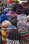 Traditional colourful woollen hats for sale in Old Square, Marrakech, Morocco, North Africa, Africa