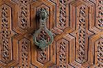 Detail of a carved wooden door in the Musee de Marrakech, Marrakech, Morocco, North Africa, Africa