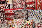 Traditional colourful Moroccan cushions for sale in the souks, Marrakech, Morocco, North Africa, Africa