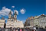 Cafes and Church of Our Lady before Tyn, Old Town Square, Old Town, Prague, Czech Republic, Europe