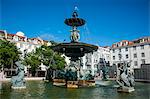 Fountain on the Rossio Square (Pedro IV Square), Lisbon, Portugal, Europe