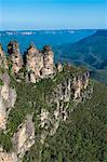 The Three Sisters and rocky sandstone cliffs of the Blue Mountains, New South Wales, Australia, Pacific