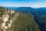 The Three Sisters and rocky sandstone cliffs of the Blue Mountains, New South Wales, Australia, Pacific