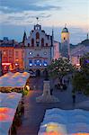 City Hall at dusk, Market Square, Old Town, Rzeszow, Poland, Europe