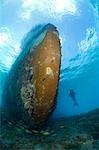 Diver and shipwreck.