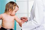 Doctor about to give Baby Girl an Injection in Doctor's Office