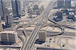 Aerial View of Traffic Junction of Sheikh Zayed Road, Dubai, United Arab Emirates