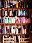 Colorful threads in shop, Zanzibar, Tanzania