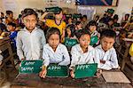 School children in the village of Kampong Tralach on the Tonle Sap River, Kampong Chhnang Province, Cambodia, Indochina, Southeast Asia, Asia