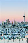Westhaven Marina and city skyline, Waitemata Harbour, Auckland, North Island, New Zealand, Pacific