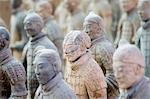 Infantry men figures in Pit 1 at Qin Museum, exhibition halls of Terracotta Warriors, Xian, China