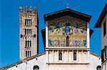 Painted panel above the entrance, San Frediano, Lucca, Tuscany, Italy, Europe