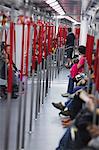 Passengers on MTR train, Hong Kong, China, Asia