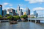 High rise buildings on the Yarra River flowing through Melbourne, Victoria, Australia, Pacific