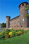 The 15th century rear elevation of Palazzo Madama in Turin, Piedmont, Italy, Europe