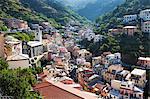 Riomaggiore rooftops with the Church of St. John the Baptist, Riomaggiore, Cinque Terre, UNESCO World Heritage Site, Liguria, Italy, Europe