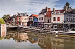 Shops and houses in the Saint Leu district of Amiens, Somme, Picardy, France, Europe