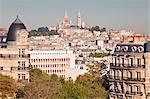 Looking over the rooftops of Paris to Sacre Coeur, Paris, France, Europe