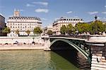 Pont d'Arcole with the annual Paris Plage on the banks of the River Seine, Paris, France, Europe