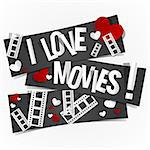I Love Movies Banners vector illustration