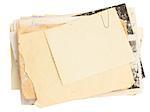 pile of old mail and old photos  isolated on white background