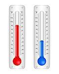 Red and blue thermometers on white backgrond, vector eps10 illustration