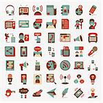 Retro flat communication icons set