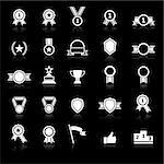 Award icons with reflect on black background, stock vector