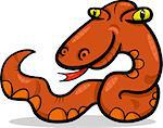 Cartoon Illustration of Funny Snake Reptile Animal