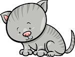 Cartoon Illustration of Cute Little Kitten