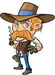 Cute cowboy cartoon with mustache. Isolated