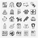 doodle pet icons set