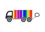 Vector rainbow colored delivery truck icon isolated