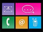 Image of various colorful communication metro icons.