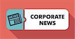 Corporate News Concept on Scarlet in Flat Design with Long Shadows.