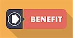Benefit Concept on Orange in Flat Design with Long Shadows.