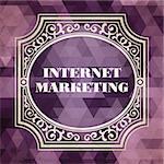 Internet Marketing Concept. Vintage design. Purple Background made of Triangles.