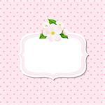 Apple Tree Flowers Background With Label, With Gradient Mesh, Vector Illustration