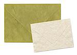 Natural recycled nepalese paper envelopes isolated on white with clipping path - parchment texture