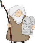 Vector illustration of Moses holding the ten commandments.