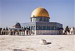 The Dome of the Rock is a shrine located on the Temple Mount in the Old City of Jerusalem. The site's significance stems from religious traditions regarding the Foundation Stone rock, at its heart, which bears great significance for Jews, Christians and Muslims.