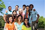 Group portrait of happy university students