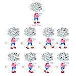 Animation of Zombie walking. Eight walking frames + 1 static pose. Vector cartoon isolated character/frames.