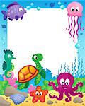 Frame with underwater animals 3 - eps10 vector illustration.