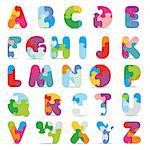 Alphabet written with puzzle - vector illustration