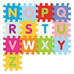 Alphabet from N to Z written with puzzle - vector illustration