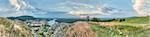 panorama of rhe small town and country from the hill, Hainburg, Austria